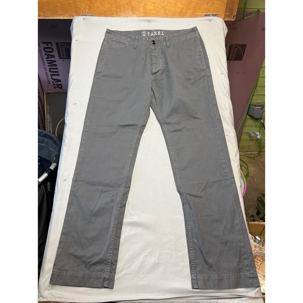 Takel Service Pant Mens 36 Made in USA Grey Straight Leg Chino Trousers Workwear